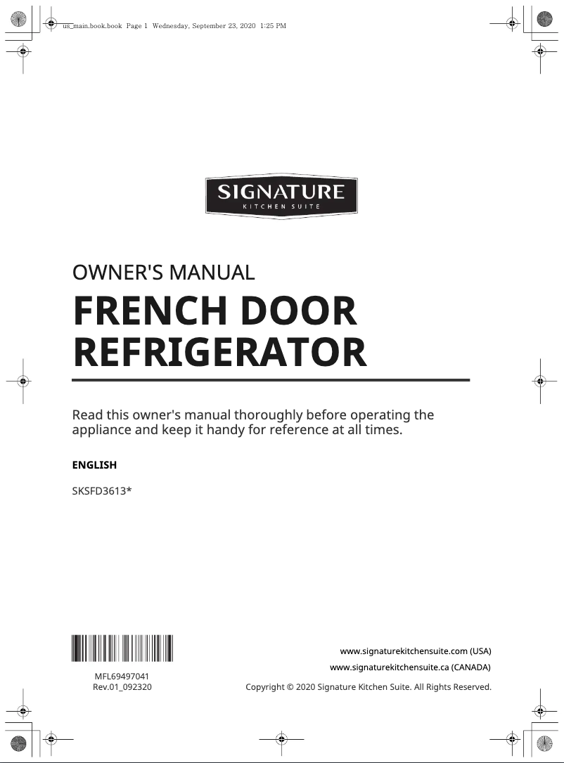 Page n°1 - Manuel utilisateur Signature SKSFD3613S