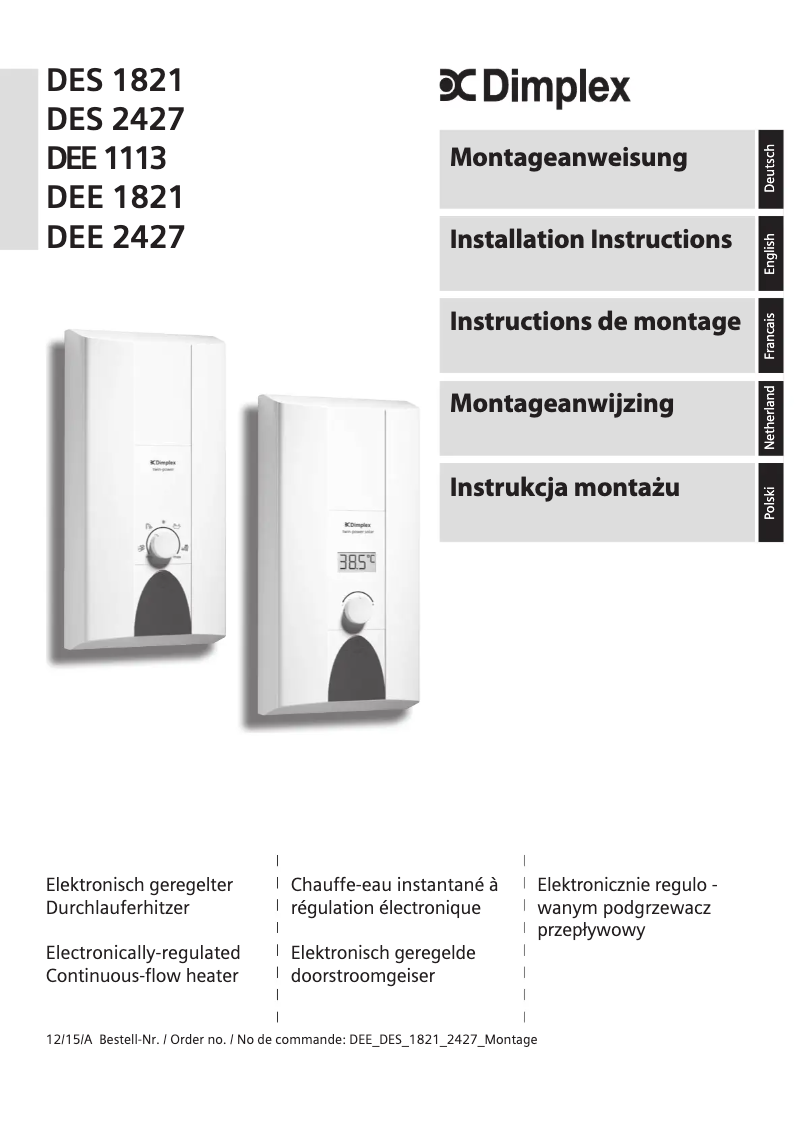Page 1 de la notice Manuel utilisateur Dimplex DES 2427