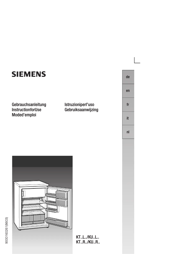 Page n°1 - Manuel utilisateur Siemens KU16RA40