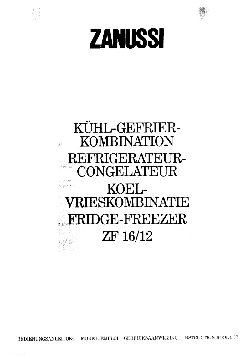 Page n°1 - Manuel utilisateur Zanker ZF16-12