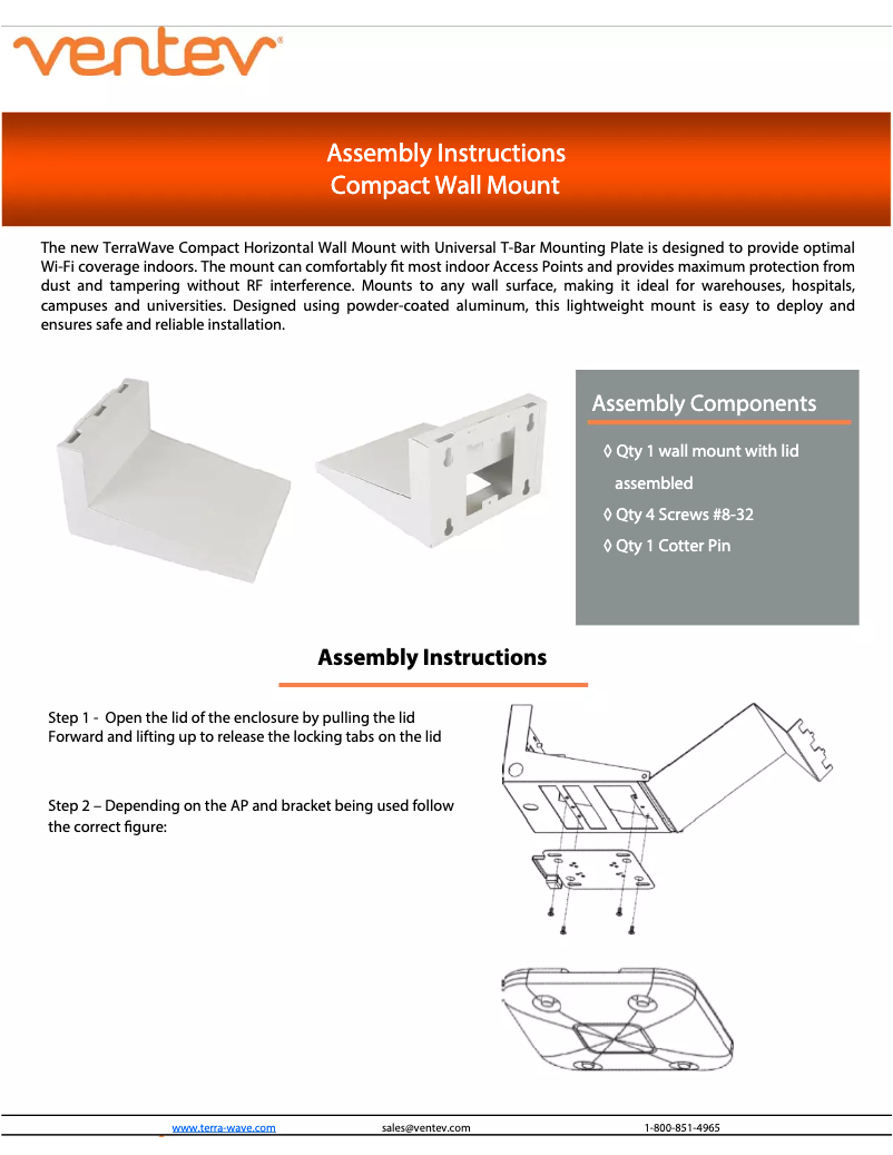 Page n°1 - Manuel utilisateur Ventev TW-HWM-C-CVR