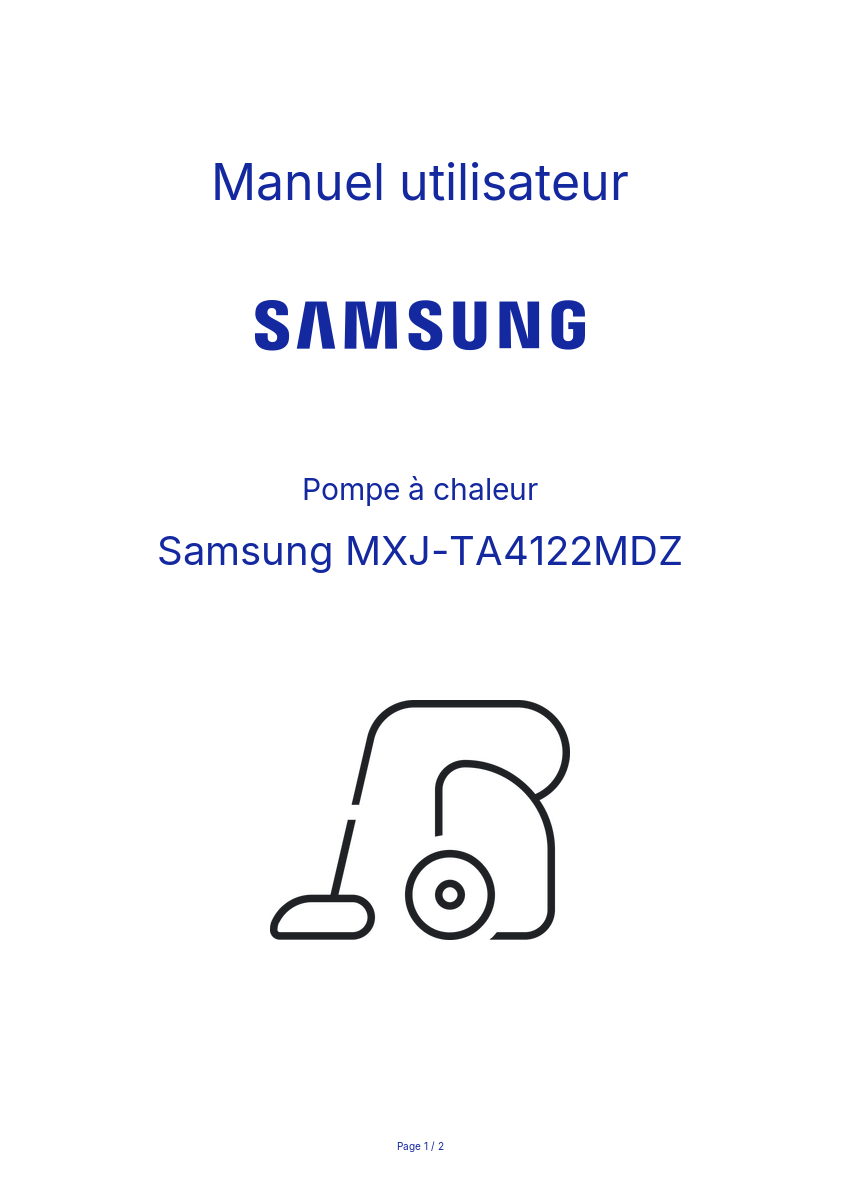 Page n°1 - Manuel utilisateur Samsung MXJ-TA4122MDZ