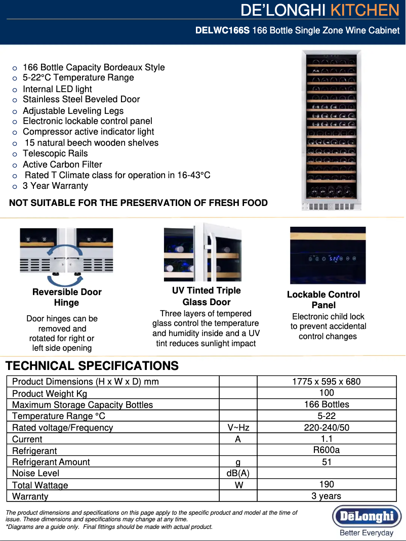 Image de la première page du manuel de l'appareil DELWC166S