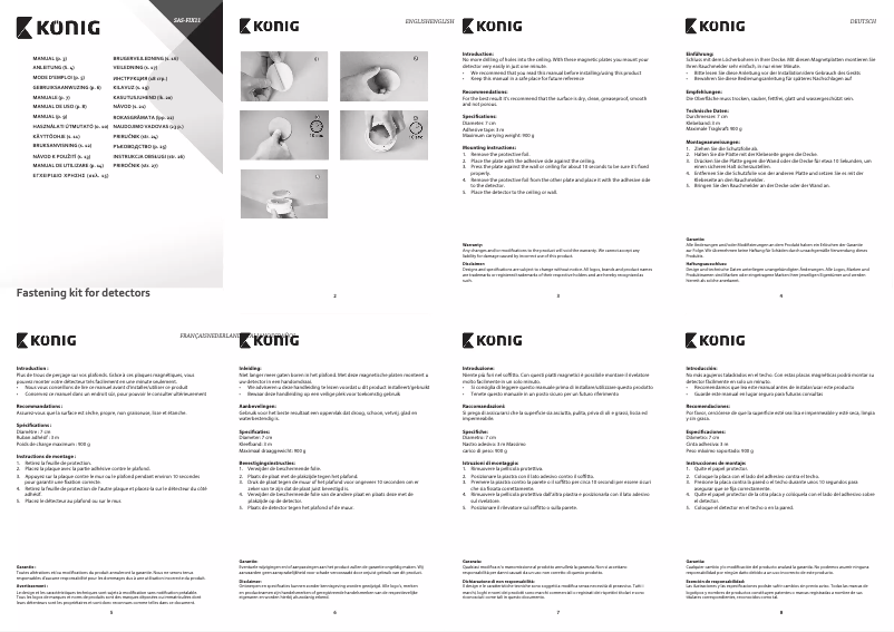 Page 1 de la notice Manuel utilisateur Konig SAS-FIX11