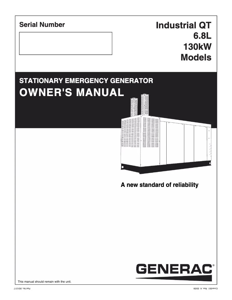 Page 1 de la notice Manuel utilisateur Generac QT13068GVNNA