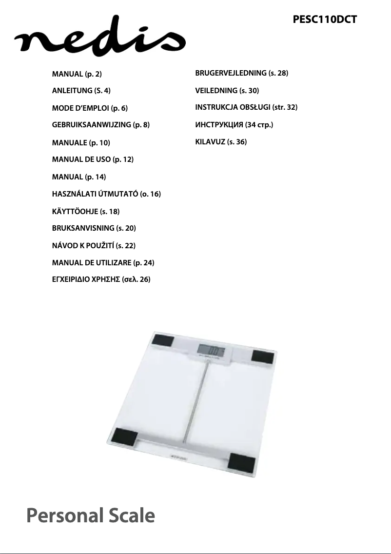 Page n°1 - Manuel utilisateur Nedis PESC110DCT
