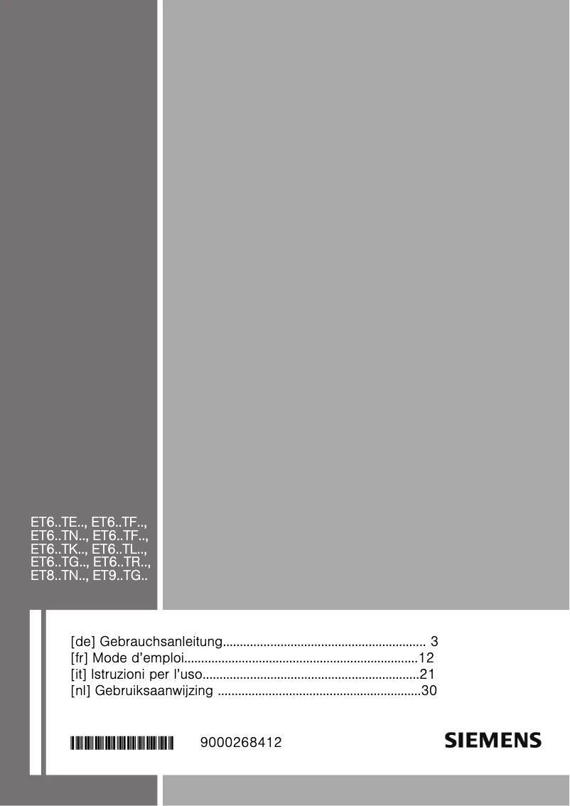Page n°1 - Manuel utilisateur Siemens ET645TE11