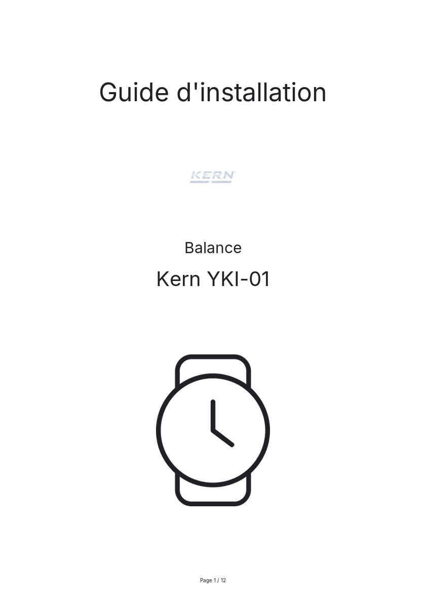 Page n°1 - Guide d'installation Kern YKI-01