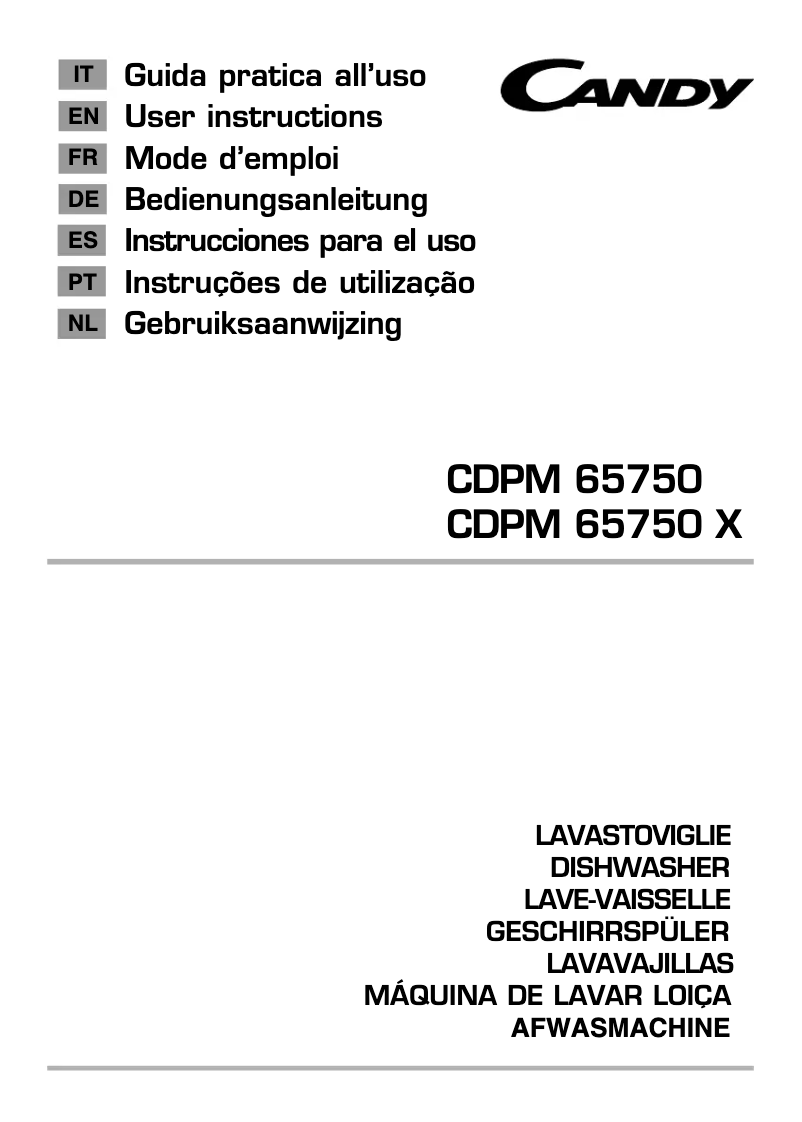 Page n°1 - Manuel utilisateur Candy CDPM 65750 X