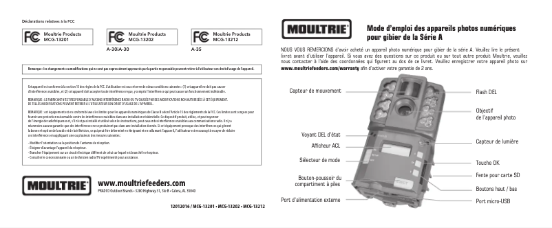 Page n°1 - Manuel utilisateur Moultrie A-35