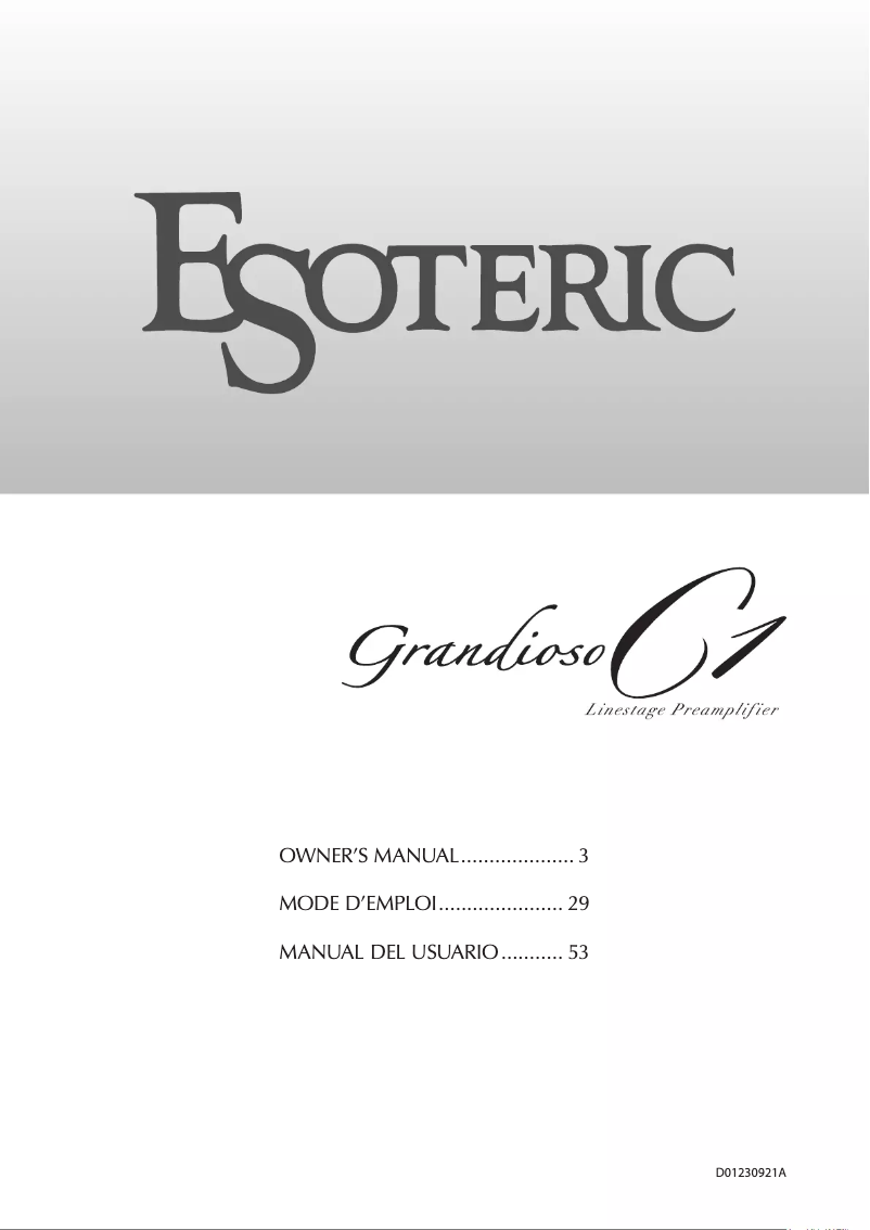 Page n°1 - Manuel utilisateur Esoteric Grandioso C1