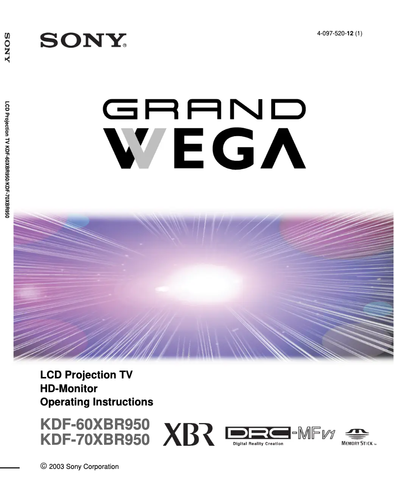 Page 1 de la notice Manuel utilisateur Sony KDF-60XBR950