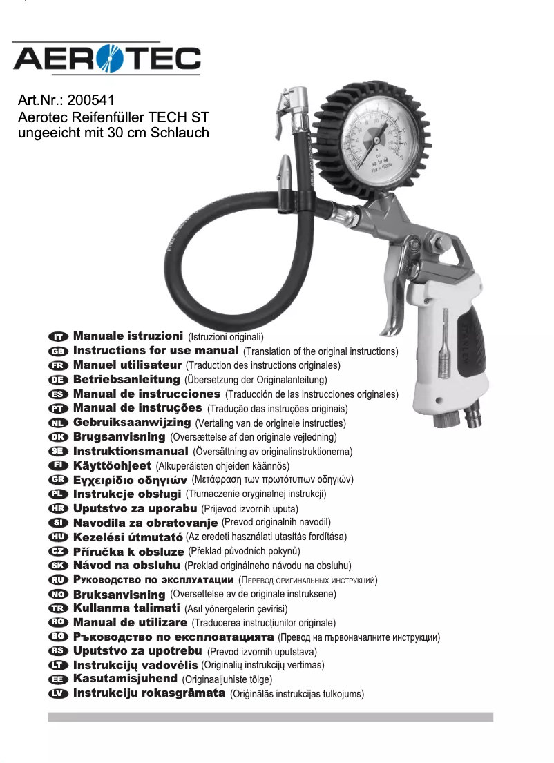 Page 1 de la notice Manuel utilisateur Aerotec TECH ST
