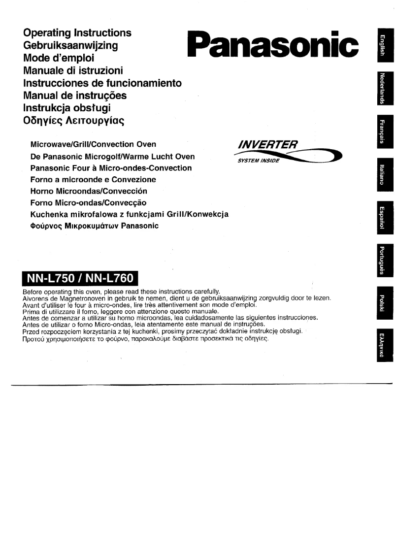 Page 1 de la notice Manuel utilisateur Panasonic NN-L760