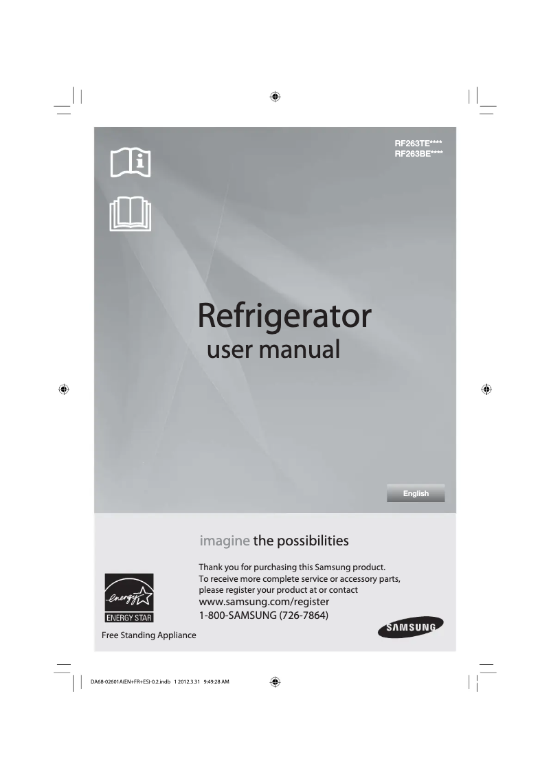 Page 1 de la notice Manuel utilisateur Samsung RF263TEAESR