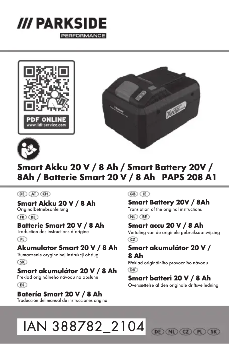 Page 1 de la notice Manuel utilisateur Parkside PAPS 208 A1