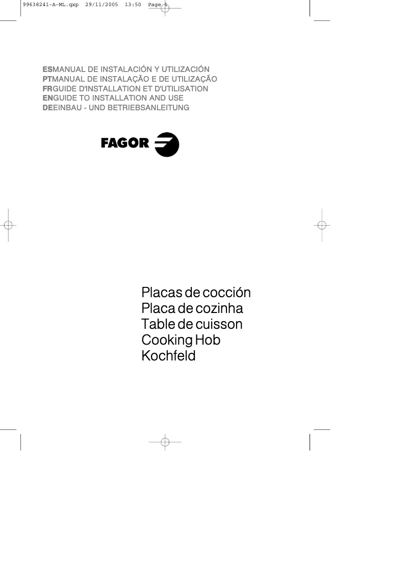 Page n°1 - Manuel utilisateur Fagor IFF-4X