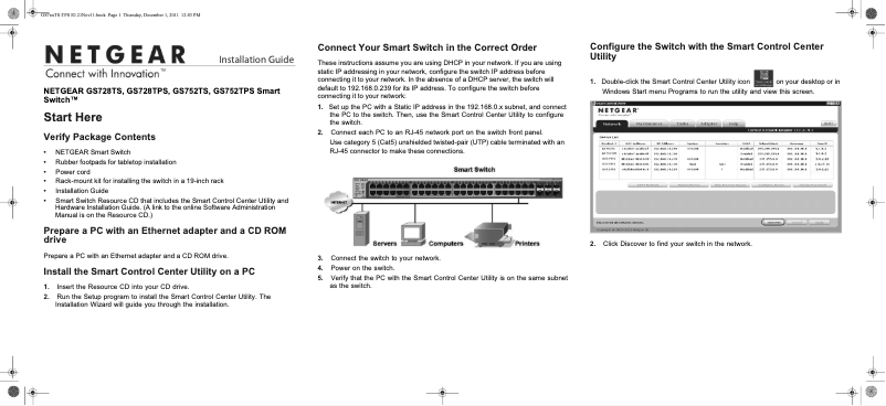 Page n°1 - Guide d'installation Netgear GS728TPSB