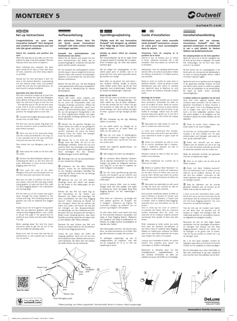 Page 1 de la notice Manuel utilisateur Outwell DeLuxe Green Monterey 5