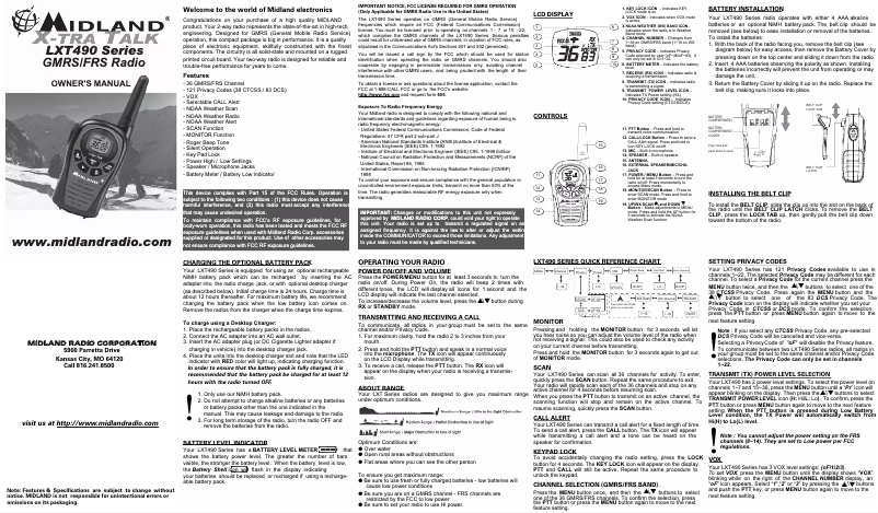 Image de la première page du manuel de l'appareil LXT490