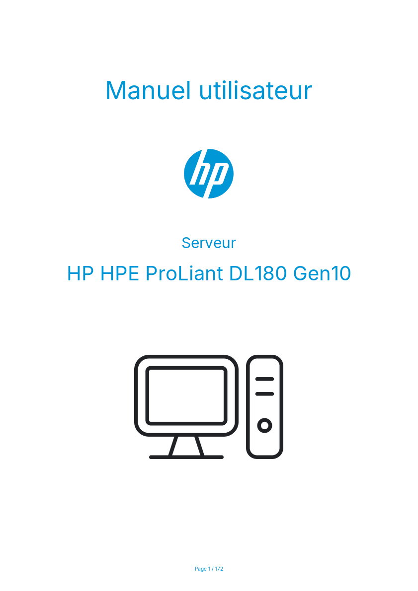 Page n°1 - Manuel utilisateur HP HPE ProLiant DL180 Gen10