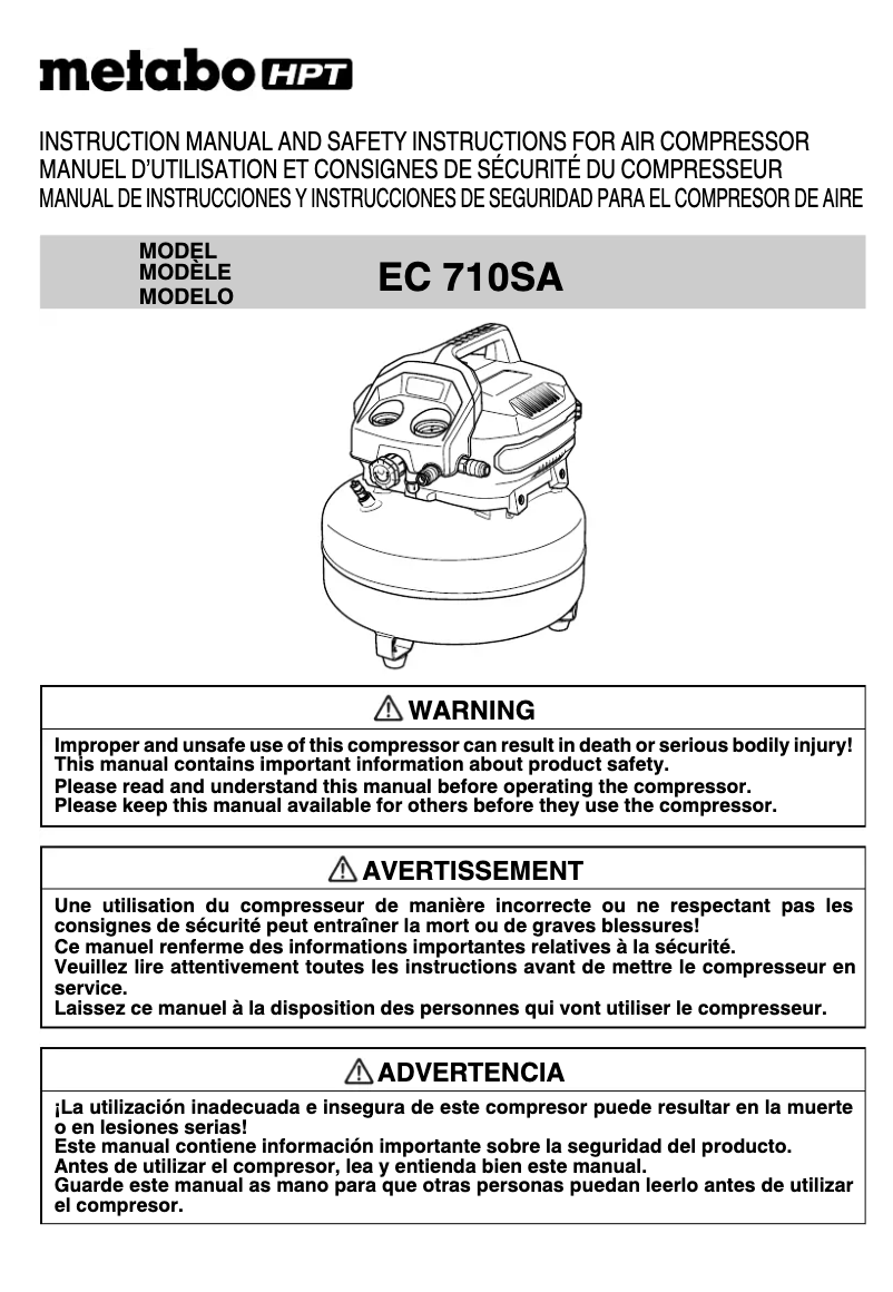 Page 1 de la notice Manuel utilisateur Metabo EC 710SA