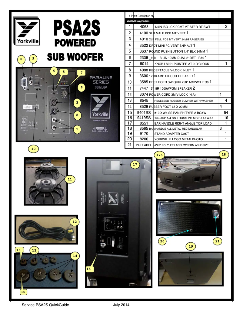 Page n°1 - Guide de démarrage rapide Yorkville Paraline PSA2S