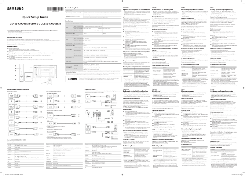 Page n°1 - Guide d'installation Samsung UD46E-B