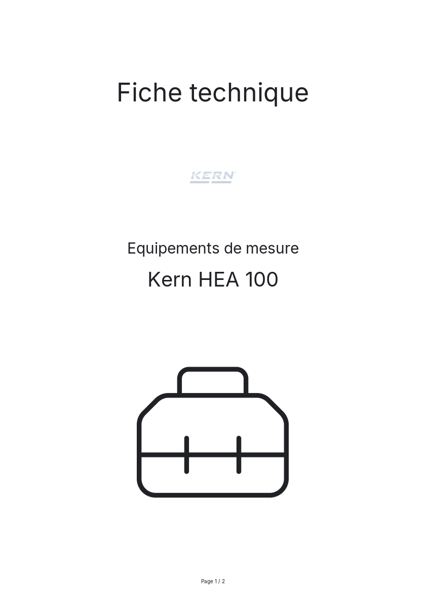 Page n°1 - Fiche technique Kern HEA 100