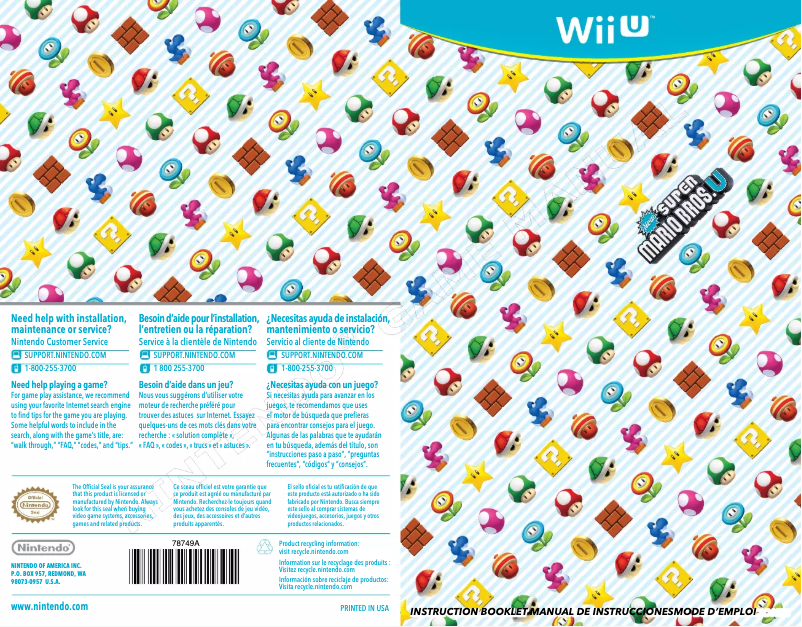 Page 1 de la notice Manuel utilisateur Nintendo New Super Mario Bros. U (Wii U)