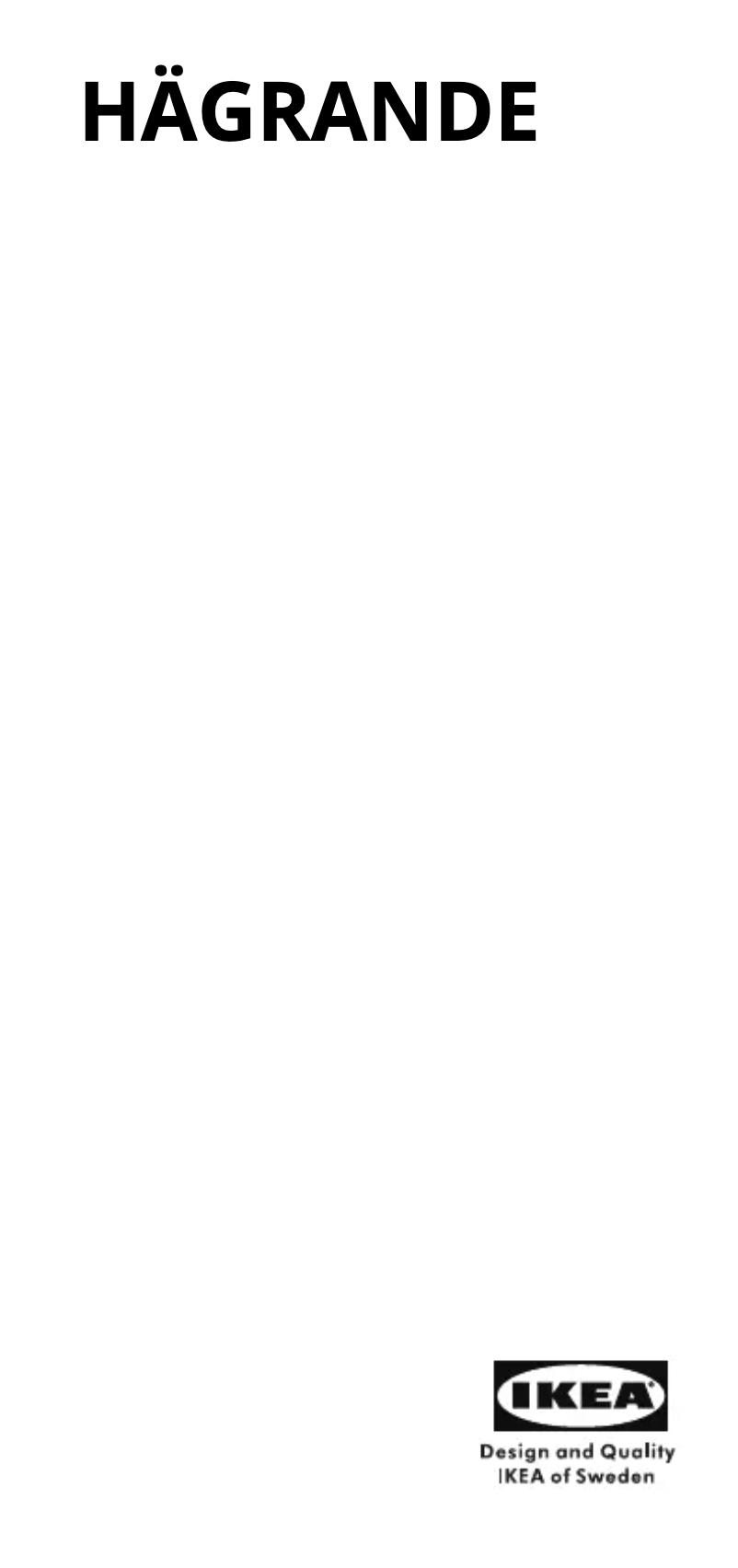 Page 1 de la notice Manuel utilisateur Ikea HÄGRANDE 204.850.58
