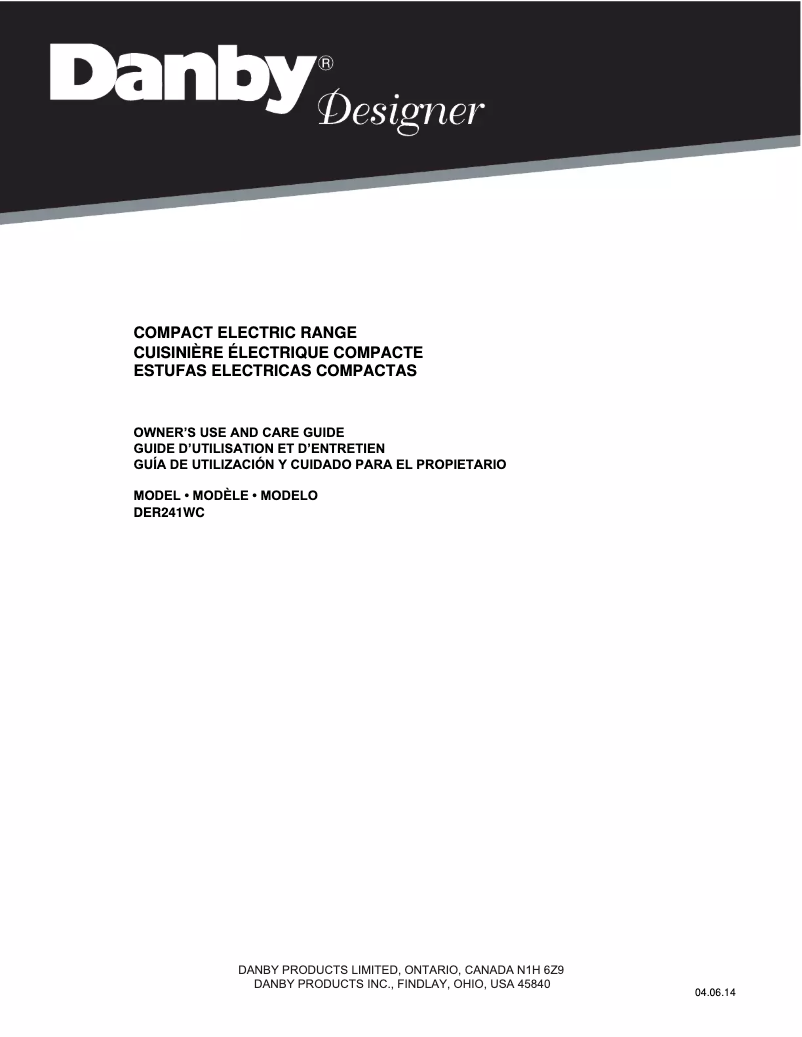 Page 1 de la notice Manuel utilisateur Danby DER241WC
