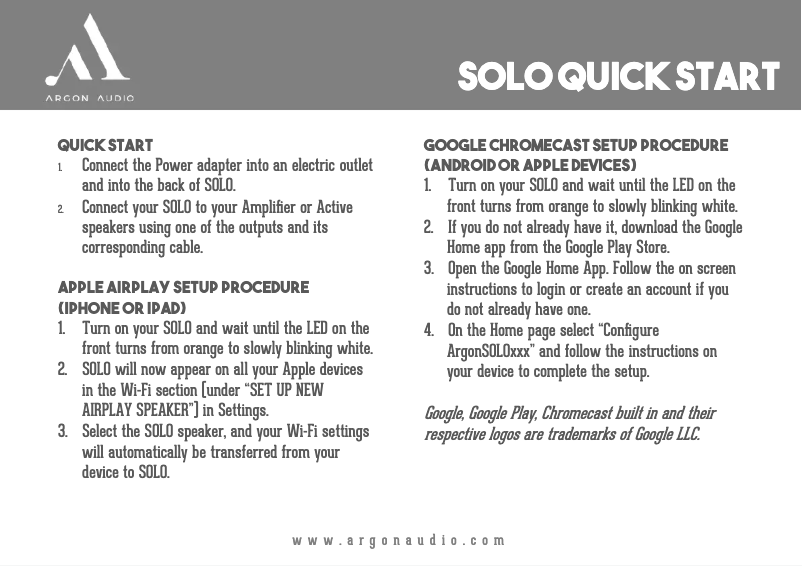 Página 1 del manual Manual de usuario Argon Solo