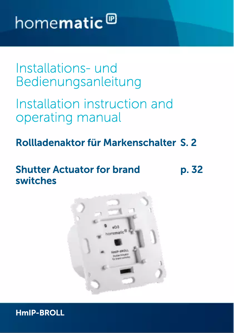 Page n°1 - Manuel utilisateur eQ-3 HmIP-BROLL