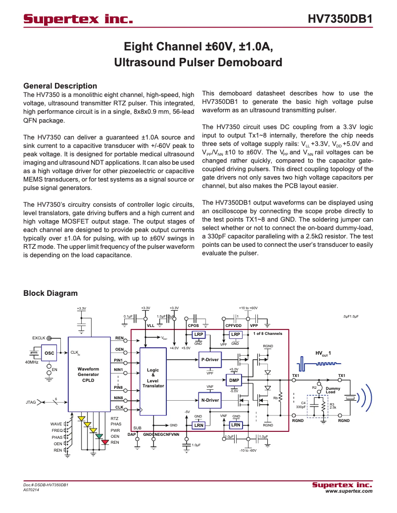 Página 1 del manual Manual de usuario Microchip HV7350DB1