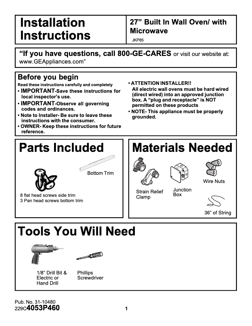 Image de la première page du manuel de l'appareil JKP85WDWW