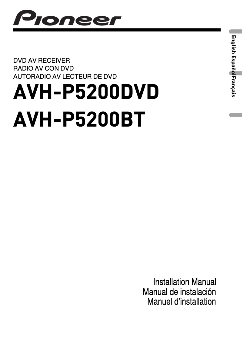 Page 1 de la notice Manuel utilisateur Pioneer AVH-P5200DVD