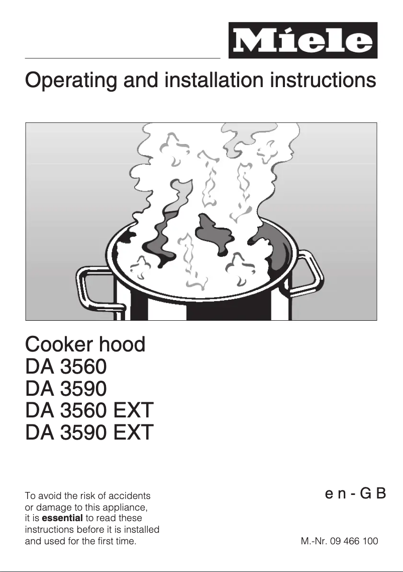 Page 1 de la notice Manuel utilisateur Miele DA 3590
