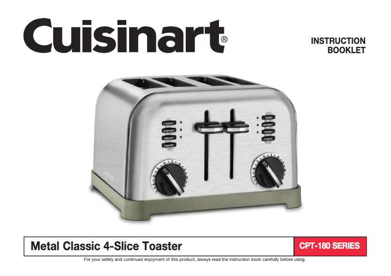 Page 1 de la notice Manuel utilisateur Cuisinart Metal Classic CPT-180BKSP1