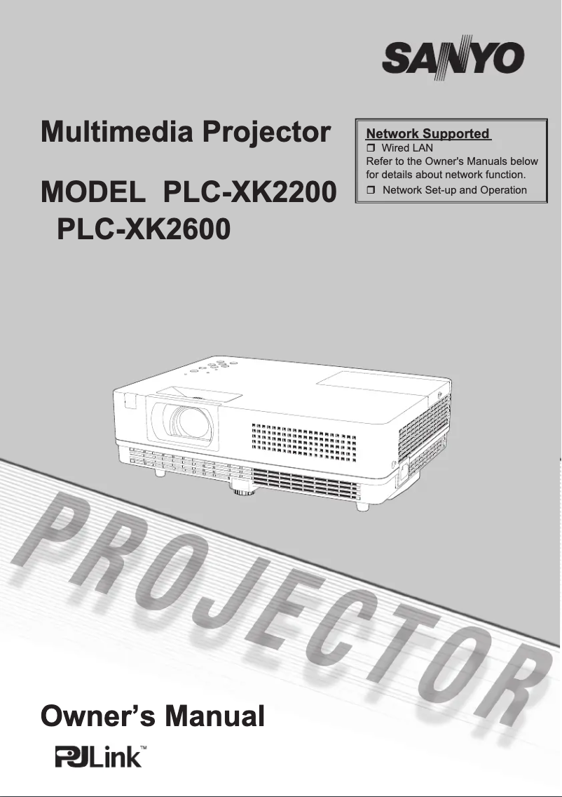 Page 1 de la notice Manuel utilisateur Sanyo PLC-XK2200