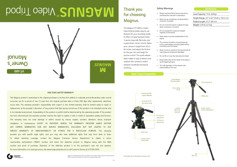 Página 1 del manual Manual de usuario Magnus VT-400