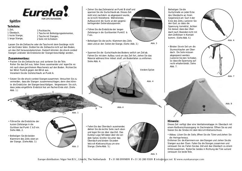 Image de la première page du manuel de l'appareil Spitfire Solo