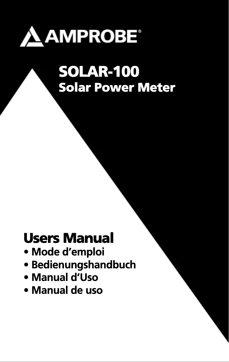 Page 1 de la notice Manuel utilisateur Amprobe SOLAR-100