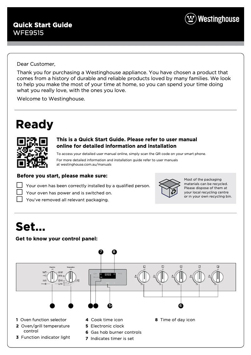Image de la première page du manuel de l'appareil WFE9515SD