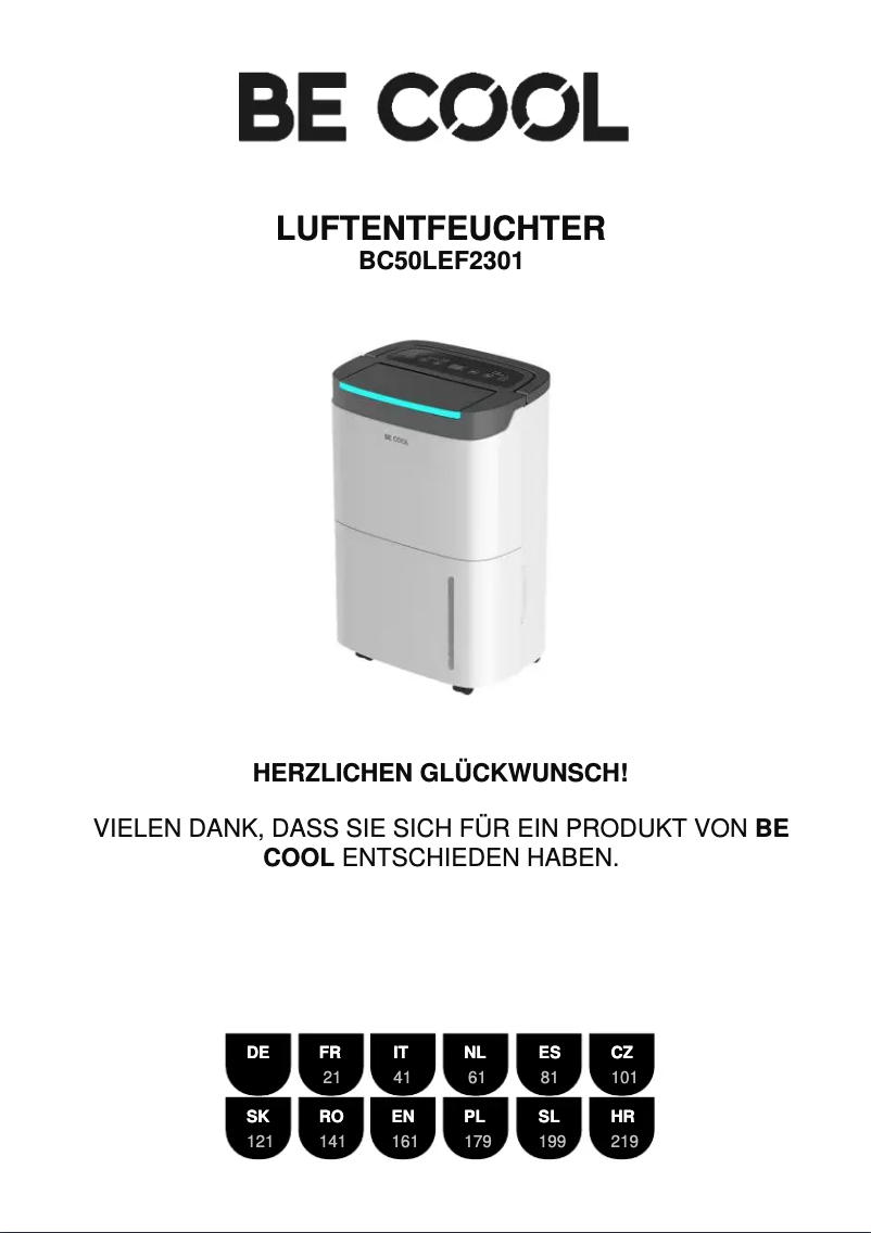 Page 1 de la notice Manuel utilisateur Be Cool BC50LEF2301