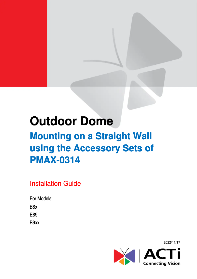 Page n°1 - Guide d'installation ACTi E89