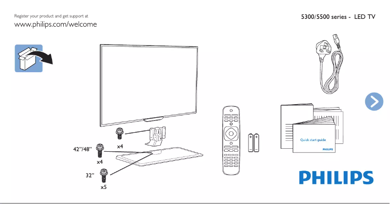 Page 1 de la notice Guide de démarrage rapide Philips 42PFD5519