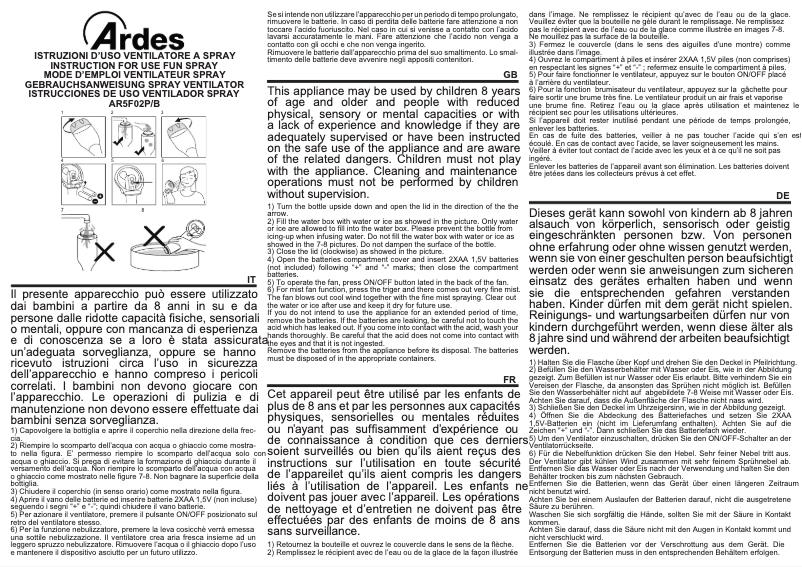 Page n°1 - Manuel utilisateur Ardes AR5F02P