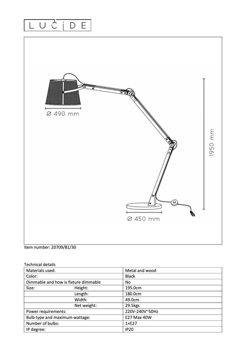 Page n°1 - Manuel utilisateur Lucide Aldgate 20709/81/30