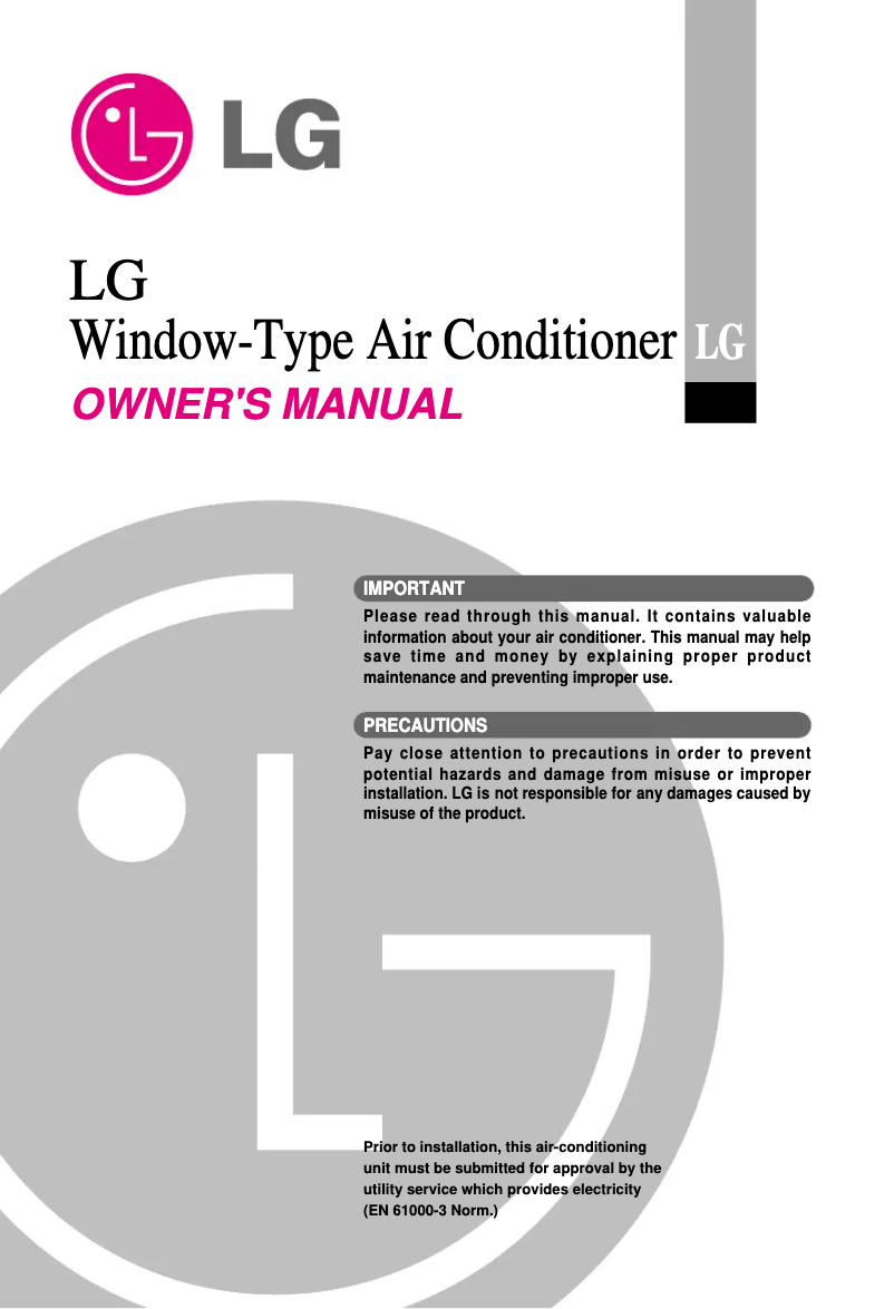 Image de la première page du manuel de l'appareil W07TCA-GB60